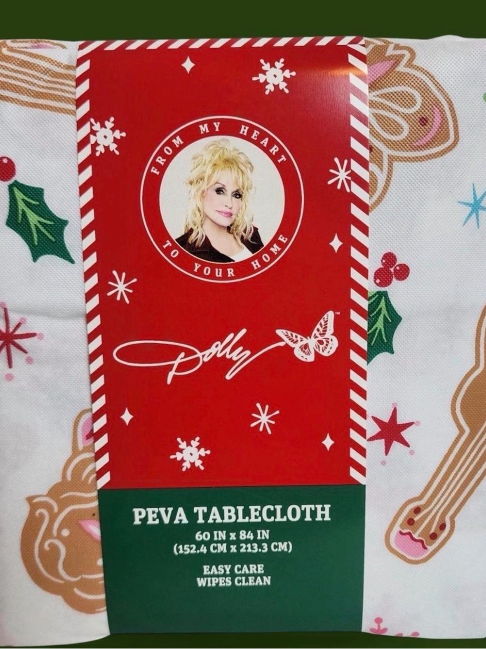 Dolly Red Holiday PEVA Tablecloth - Festive Christmas Print